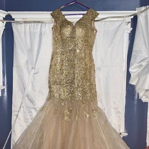COPY - NYE Mermaid Gold Evening Dress Prom Pageant Formal
